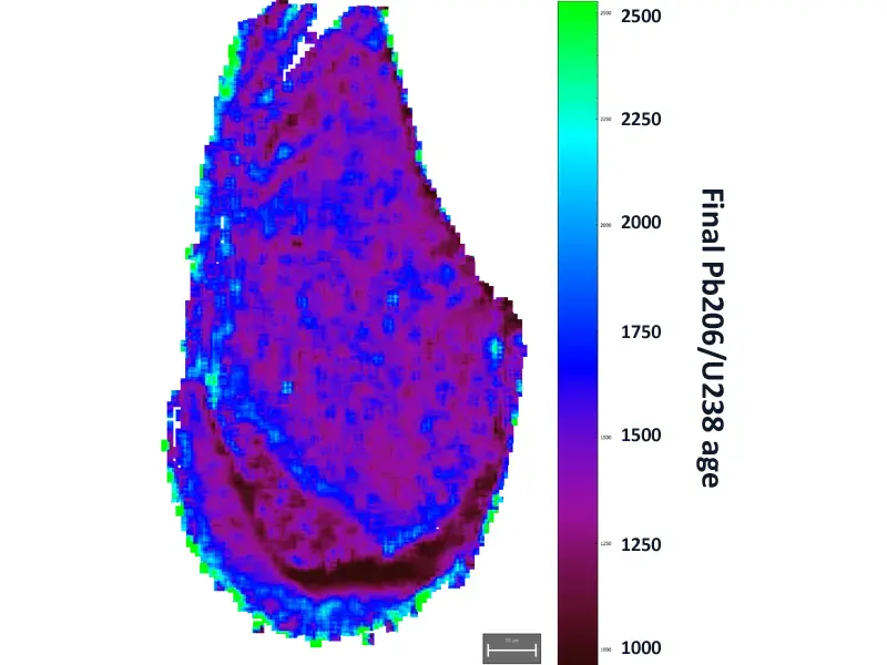 Small Zircon (Pb206-U238 Age) - Determining age of small zircon imaging using imageGEO193 - Lead Pb206 & Uranium U238